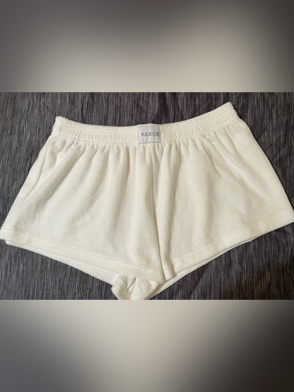 NWOT Parke White Towel Terry Boxer Shorts Size S